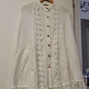 Cottagecore White Sweater Cape